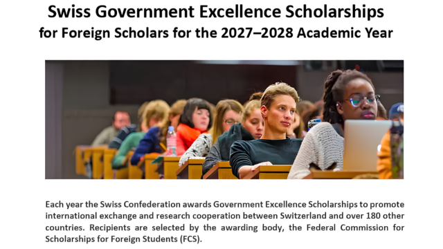 Swiss Government Excellence Scholarships 2027–2028